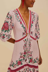 Pink Flower Tapestry LENZING™ ECOVERO™ Euroflax™ Maxi Dress – FARM Rio