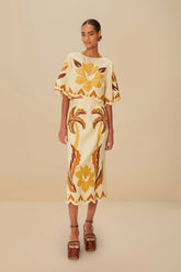 Sand Summer Cutwork Euroflax™ Premium Linen Skirt – FARM Rio