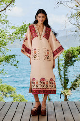 Nature Embroidered Cream V Neckline Tunic Maxi Dre – FARM Rio