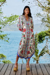 Off-White Flower Tapestry LENZING™ ECOVERO™ Euroflax™ Maxi Dress – FARM Rio