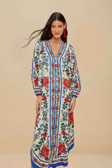 Off-White Flower Tapestry LENZING™ ECOVERO™ Euroflax™ Maxi Dress – FARM Rio