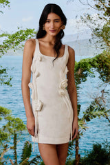 Off-White Sleeveless Euroflax™ Premium Linen Mini Dress – FARM Rio