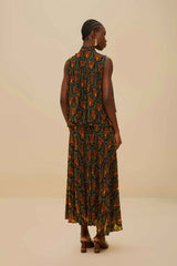 Black Boho Panther Pleated Maxi Skirt – FARM Rio