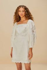 Off-White Embroidered Euroflax™ Premium Linen Mini Dress – FARM Rio