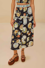 Black Trip Souvenir Organic Cotton Midi Skirt – FARM Rio