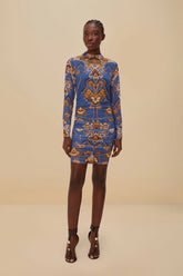 Blue Ornament Floral Tulle Mini Dress – FARM Rio