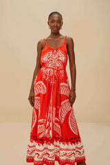 Red Majestic Coconut Tree LENZING™ ECOVERO™ Euroflax™ Maxi Dress – FARM Rio