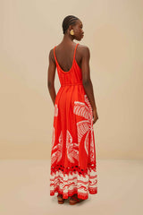 Red Majestic Coconut Tree LENZING™ ECOVERO™ Euroflax™ Maxi Dress – FARM Rio