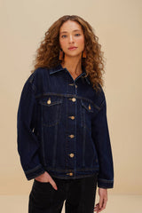 Dark Denim Buttoned Jacket – FARM Rio