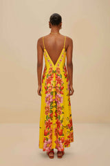 Yellow Summer Fruit Scarf LENZING™ ECOVERO™ Euroflax™ Maxi Dress – FARM Rio