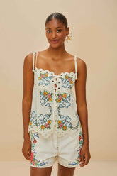 Off-White Flower Tapestry Embroidered Shorts – FARM Rio