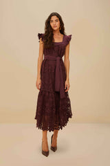 Brown Pineapple Guipure Midi Dress – FARM Rio