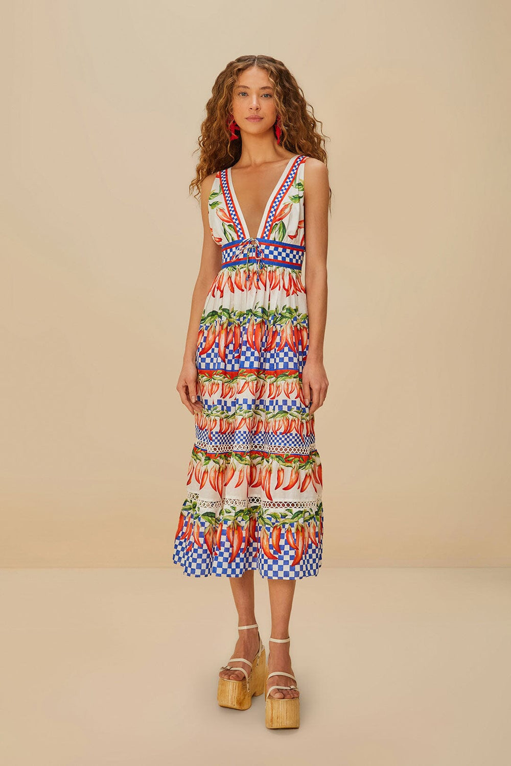 Off-White Picnic Peppers Ainika Midi Dress – FARM Rio