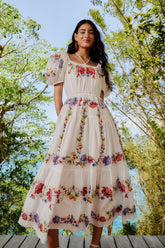 Off-White Tropical Porcelain Embroidered Maxi Dress – FARM Rio