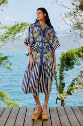 Blue Fresh Table Scarf Organic Cotton Midi Dress – FARM Rio