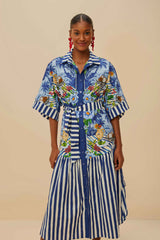 Blue Fresh Table Scarf Organic Cotton Midi Dress – FARM Rio