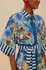 Blue Fresh Table Scarf Organic Cotton Midi Dress – FARM Rio