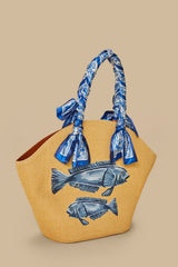 Blue Garden Tiles Raffia Shell Tote – FARM Rio