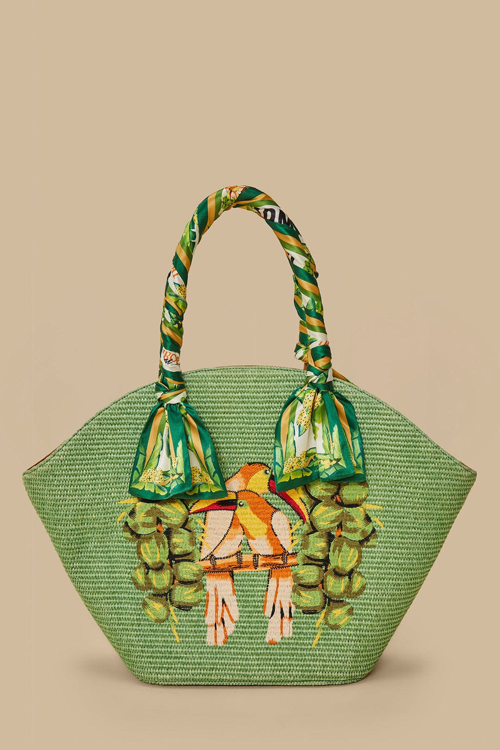 Green Coconut Toucan Raffia Shell Tote – FARM Rio