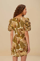 Sand Shell Mix LENZING™ ECOVERO™ Viscose Mini Dress – FARM Rio