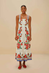 Off-White Flower Tapestry LENZING™ ECOVERO™ Euroflax™ Maxi Dress – FARM Rio