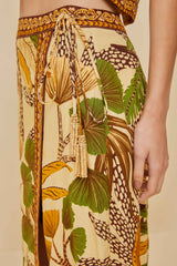 Sand Foliage Sketch LENZING™ ECOVERO™ Euroflax™ Midi Skirt – FARM Rio