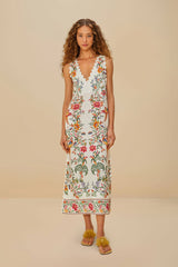 Off-White Delicate Forest Euroflax™ Premium Linen Maxi Dress – FARM Rio