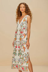 Off-White Delicate Forest Euroflax™ Premium Linen Maxi Dress – FARM Rio