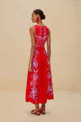 Red Porcelain Garden Euroflax™ Premium Linen Midi Dress – FARM Rio