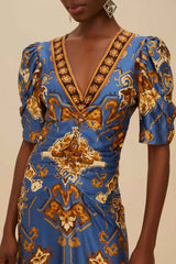 Blue Ornament Floral Midi Dress – FARM Rio