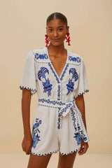 Blue Delicate Forest Richelieu Embroidered LENZING™ ECOVERO™ Euroflax™ – FARM Rio