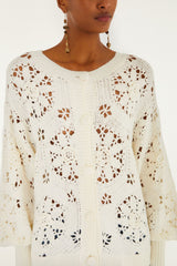 Off-White Crochet 3d Flower Knit Cardigan