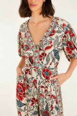 Sand Francesca V Neckline Short Sleeve Jumpsuit