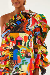 Ana Leovy Farm Rio Organic Cotton One Shoulder Mini Dress