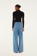 Denim Wide-Leg Pants