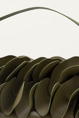 Green Leather Shoulder Flower Bag