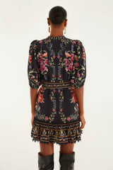 Black Belle Garden Lace Belted Mini Dress