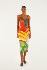 A Popular Cafe Sleeveless Euroflax™ Premium Linen Midi Dress