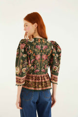 Green Flowering Garden Tree Blouse