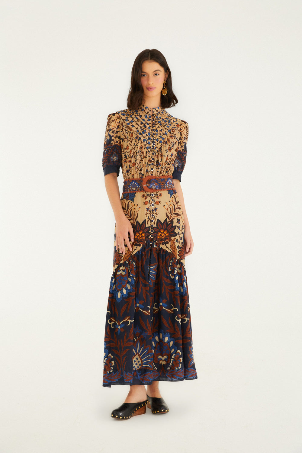 Cream Marvelous Garden Short Sleeve Midi Dress