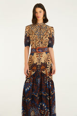 Cream Marvelous Garden Short Sleeve Midi Dress