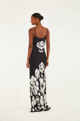 Black & White Floral Arabesque Slip Lenzing™ Ecovero™ Viscose Maxi Dress