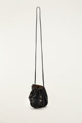 Black Leather Studded Crossbody Flower Bag