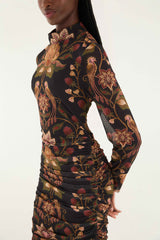 Black Berry Garden Tulle Midi Dress