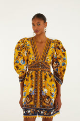 Yellow Flowering Garden Tree Mini Dress