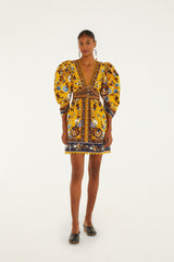 Yellow Flowering Garden Tree Mini Dress