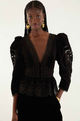 Black Artichoke Heart Richelieu Blouse