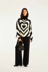 Black And White Heart Gradient Knit Sweater