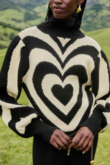 Black And White Heart Gradient Knit Sweater