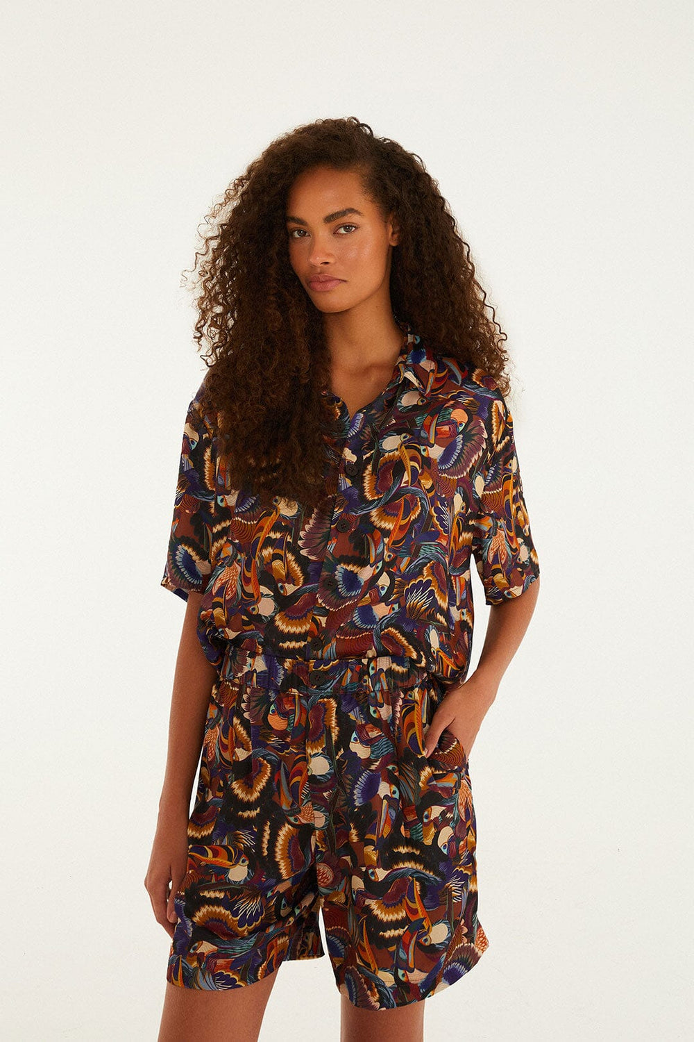 Multicolor Flying Toucans Lenzing™ Ecovero™ Shorts